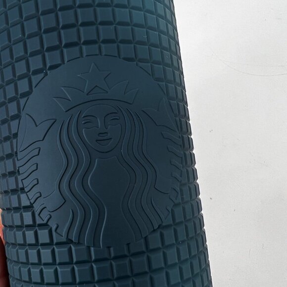 Starbucks 2023 Spring Prussian Blue Soft Touch Grid Venti Tumbler with Straw 24 - Picture 4 of 7